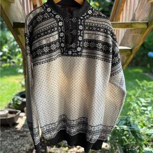 Christina Black and White Nordic Crewneck Sweater